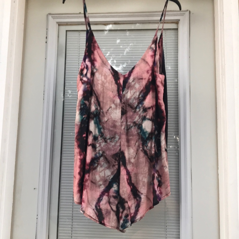 NWOT Beach Riot Pink Purple Marble Tie Dye Romper
